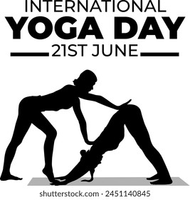Silhouette international yoga day vector