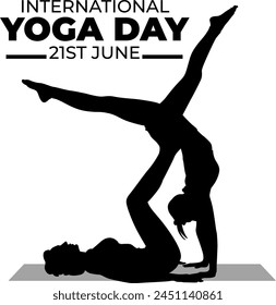 Silhouette international yoga day vector