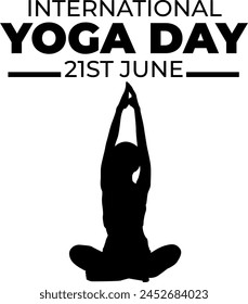 Silhouette international yoga day vector