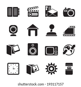 Silhouette Internet, Computer and mobile phone icons - Vector icon set