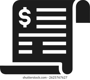 Silhouette of an invoice or bill with dollar sign indicating financial transactions
