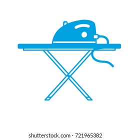 silhouette iron electrical object and ironing board