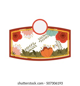 silhouette irregular decorative frame with flowers