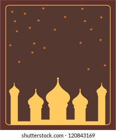 Silhouette of Islam temple background at night, Vector