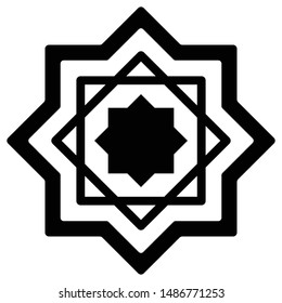 The silhouette Islamic pattern icon or Rub el-hizb pattern for web design