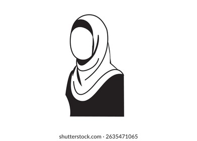 Silhouette of islamic women wearing headscarves, minimalist graphic vector illustration 