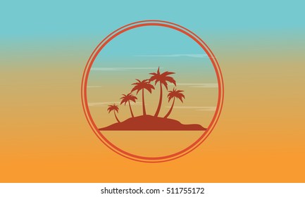 Silhouette of island at sunset scenery