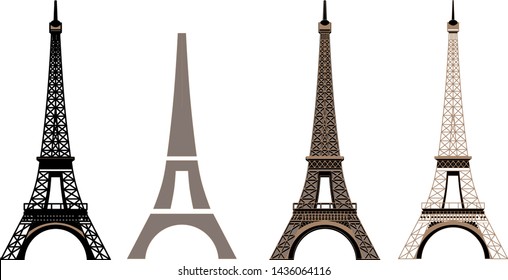 Silhouette and isolate Eiffel tower at Paris of France.