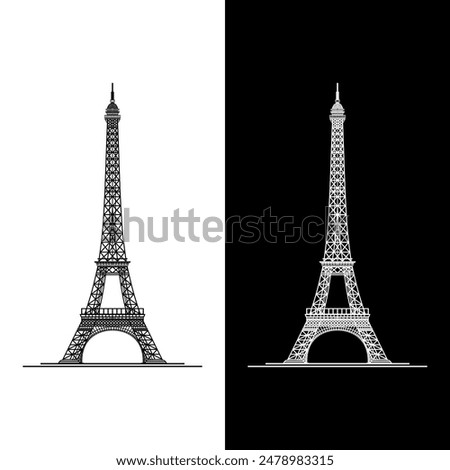 Silhouette and isolate Eiffel tower at Paris of France.