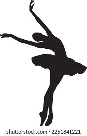 silhouette isolated on white background. Ballerina.