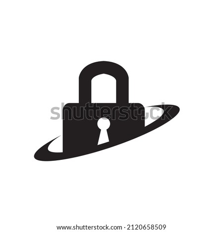 silhouette isolated padlock key logo design, vector graphic symbol icon illustration