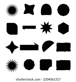 Silhouette and Isolated Random shapes empty sticker labels icons set.