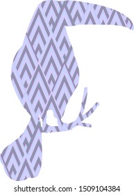 Silhouette of isolated toucan bird with colourful lines on background.