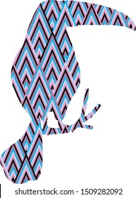 Silhouette of isolated toucan bird with colourful lines on background.