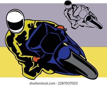 silhouette  and isolated vector design of motorcycle racer