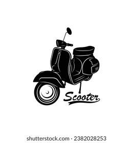 Silhouette italian scooter from Italy, vector icon illustration design isolated on white background.