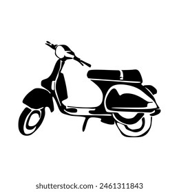 Silhouette italian scooter from Italy, vector icon illustration design isolated on white background.