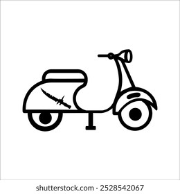 Silhouette Italian scooter from Italy, vector icon illustration design isolated on black and white background.