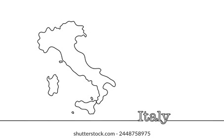 Silueta de Italia. Mapa de un país europeo. Ilustración de línea dibujada a mano.