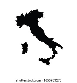 Silhouette of Italy on a white background. Vector illustration.