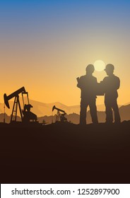 Silhouette of jack up drilling rig,Vector illustration.