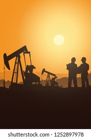Silhouette of jack up drilling rig,Vector illustration.