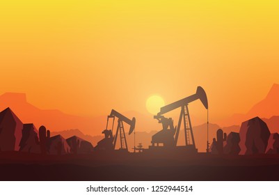 Silhouette of jack up drilling rig,Vector illustration.