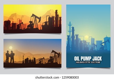 Silhouette of jack up drilling rig,Vector illustration.