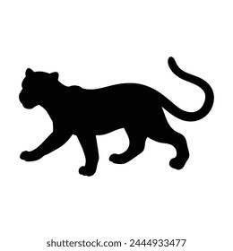 silhouette of a jaguarundi on white