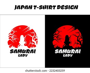 silhouette japan female samurai vector for design t shirt concept, urban samurai, silhouette samurai, Japanese t-shirt design, Japanese theme design, Samurai Vector Illustration