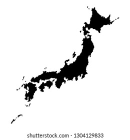 Silhouette of Japan map. Black and white vector illustration of island country