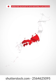 Silhouette of Japan map filled with the Japanese flag design, symbolizing national pride, cultural heritage, and geographic identity.  
