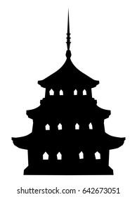 silhouette of Japanese pagoda