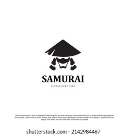 Diseño del logotipo de Guerrero Samurai Japonés de Silhouette