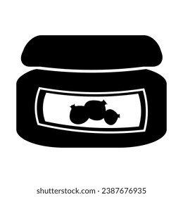 Silhouette of Jar Of Honey, element of Thanksgiving day festive table decoration. Homemade Honey contour holiday symbol. Simple black shape vector icon isolated on white background