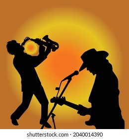 Silhouette jazz instrument - Jazz music theme background