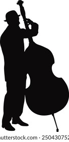 Silhouette of Jazz Musician. Isolated Black Silhouette in Simple Design.