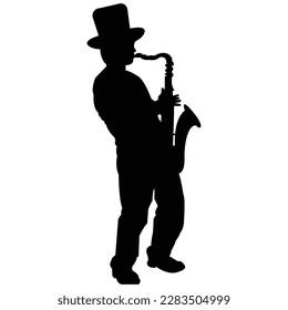 silhouette of jazz musician playing saxophone