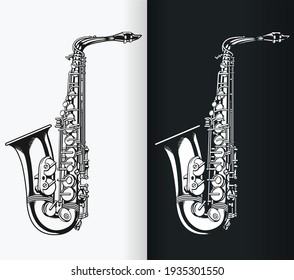 Silhouette jazz tenor saxophone music black illustration