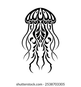 Silhouette of jellyfish, Black and white