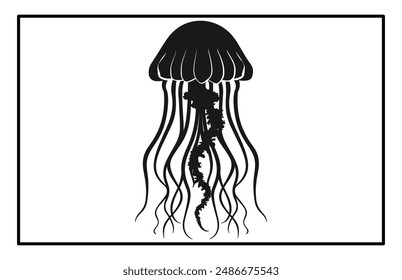 Silhouette of jellyfish, Jellyfish design illustration