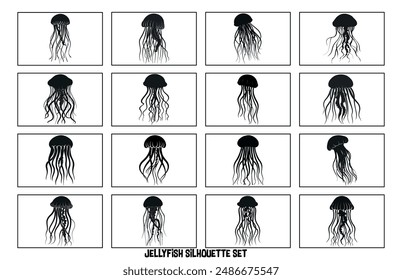 Silhouette of jellyfish, Jellyfish design illustration