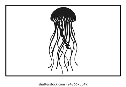 Silhouette of jellyfish, Jellyfish design illustration