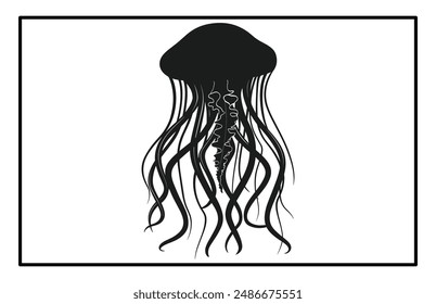 Silhouette of jellyfish, Jellyfish design illustration