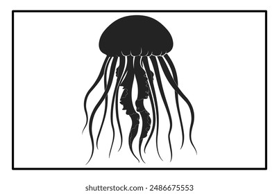 Silhouette of jellyfish, Jellyfish design illustration