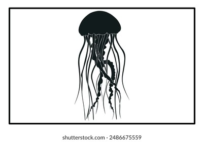 Silhouette of jellyfish, Jellyfish design illustration