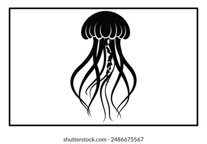 Silhouette of jellyfish, Jellyfish design illustration