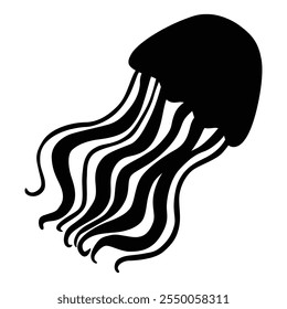 Silhouette of a Jellyfish Icon for Underwater Design