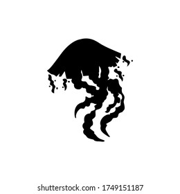Silhouette jellyfish isolated on white background