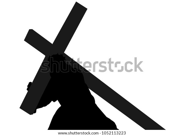 Silhouette Jesus Christ Falling Cross Stock Vector (Royalty Free ...